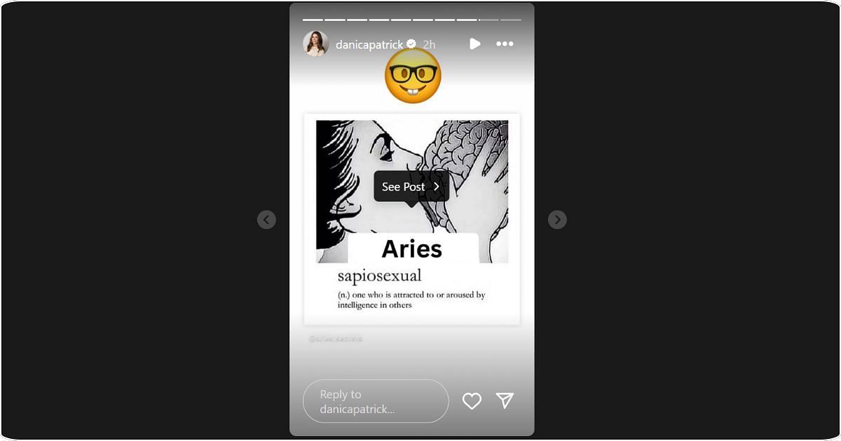 Danica Patrick shared a post about sapiosexual on her social media. Image: @danicapatrick via Instagram
